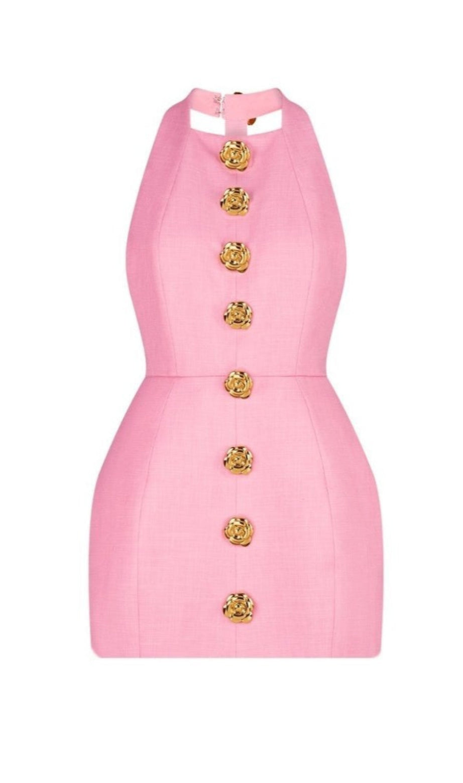 Rita Mini abito con schiena scoperta e scollo all'americana in rosa