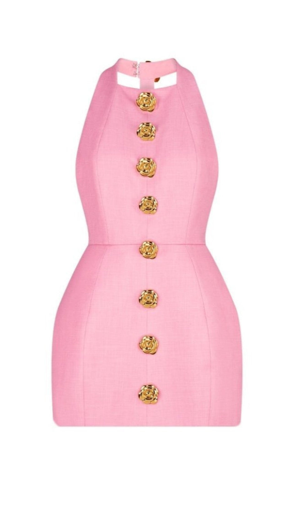 Rita Mini abito con schiena scoperta e scollo all'americana in rosa