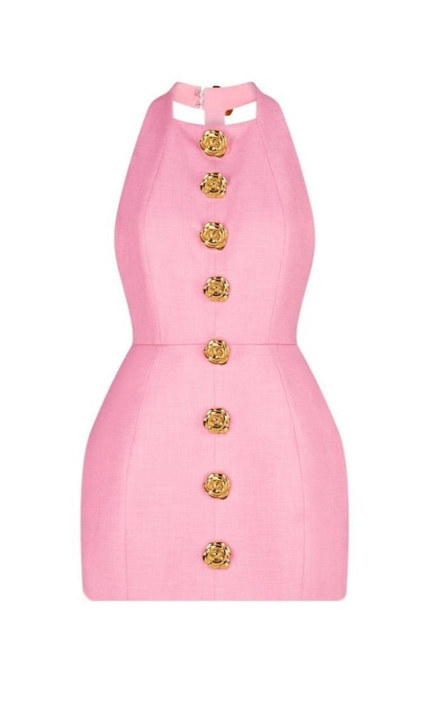 rita Halter Backless Mini Dress in pink