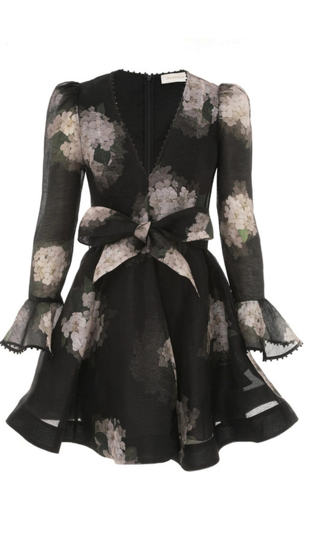 AIIZIE HYDRANGEA PATTERNED LONG SLEEVED MINI DRESS - product image