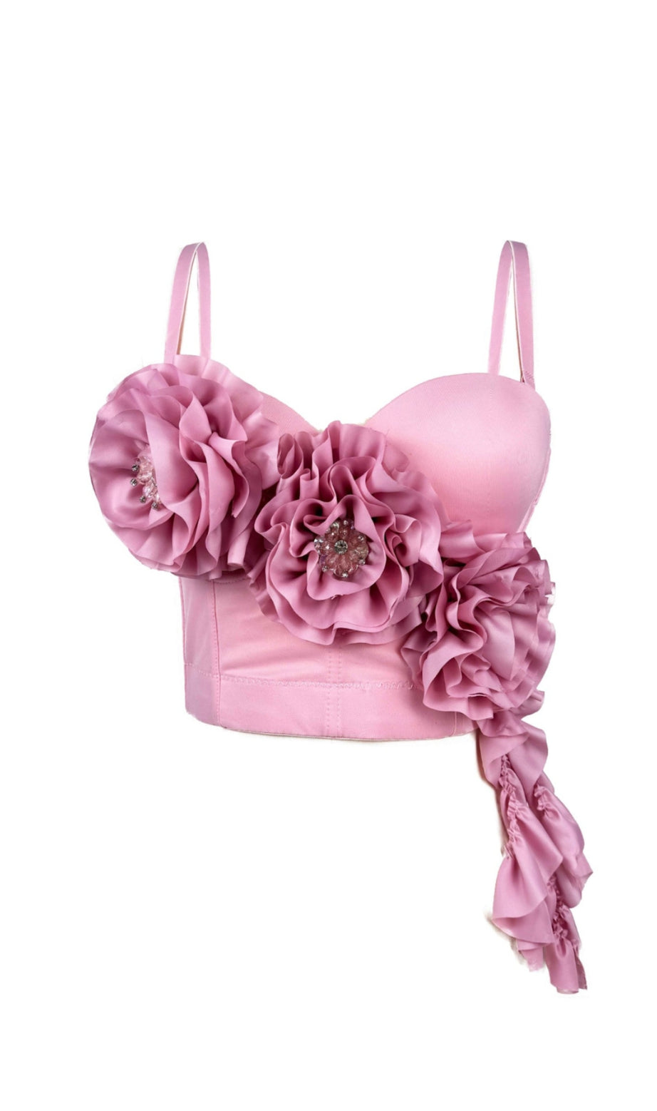 Blumenquaste Fischgrätenkorsett in Rosa