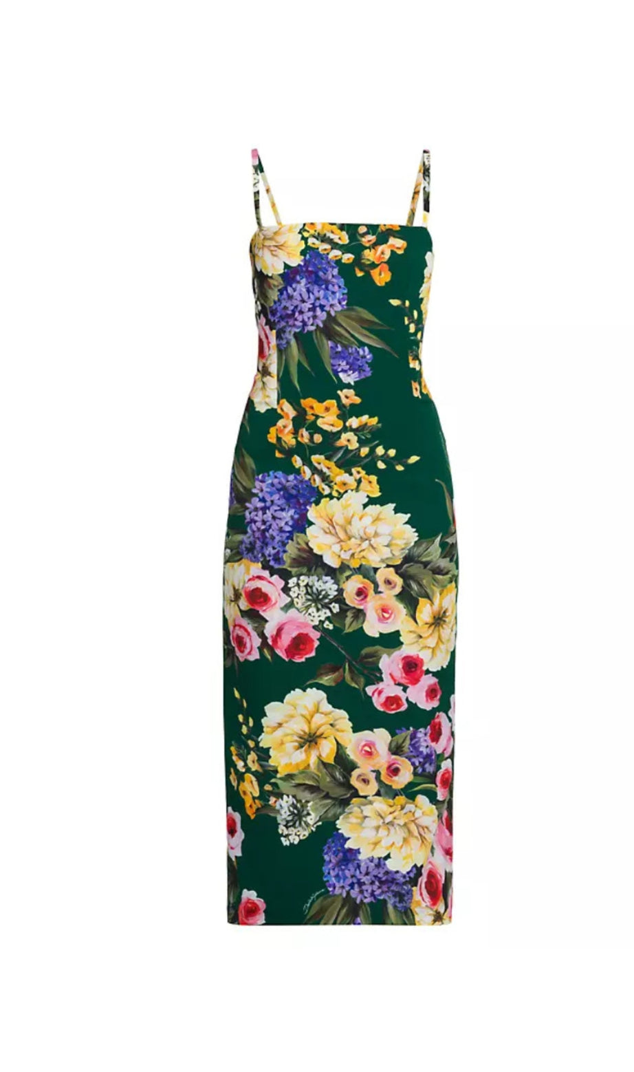 Etui-Midikleid mit Blumenmuster in Grün