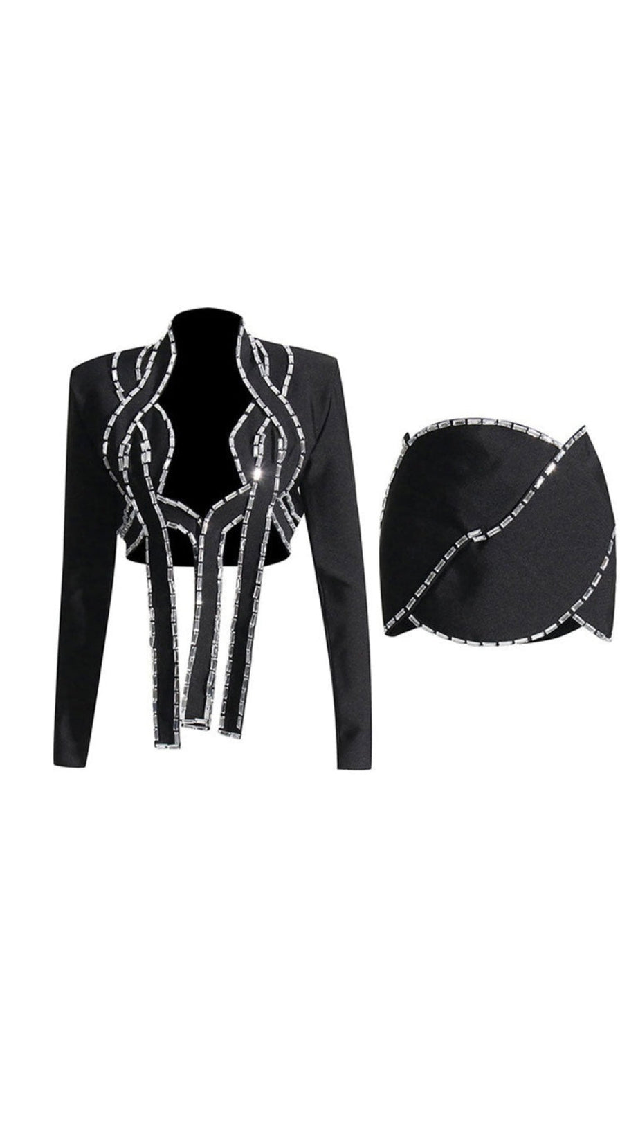 DUE PEZZI DI CORDA DECORATI IN NERO