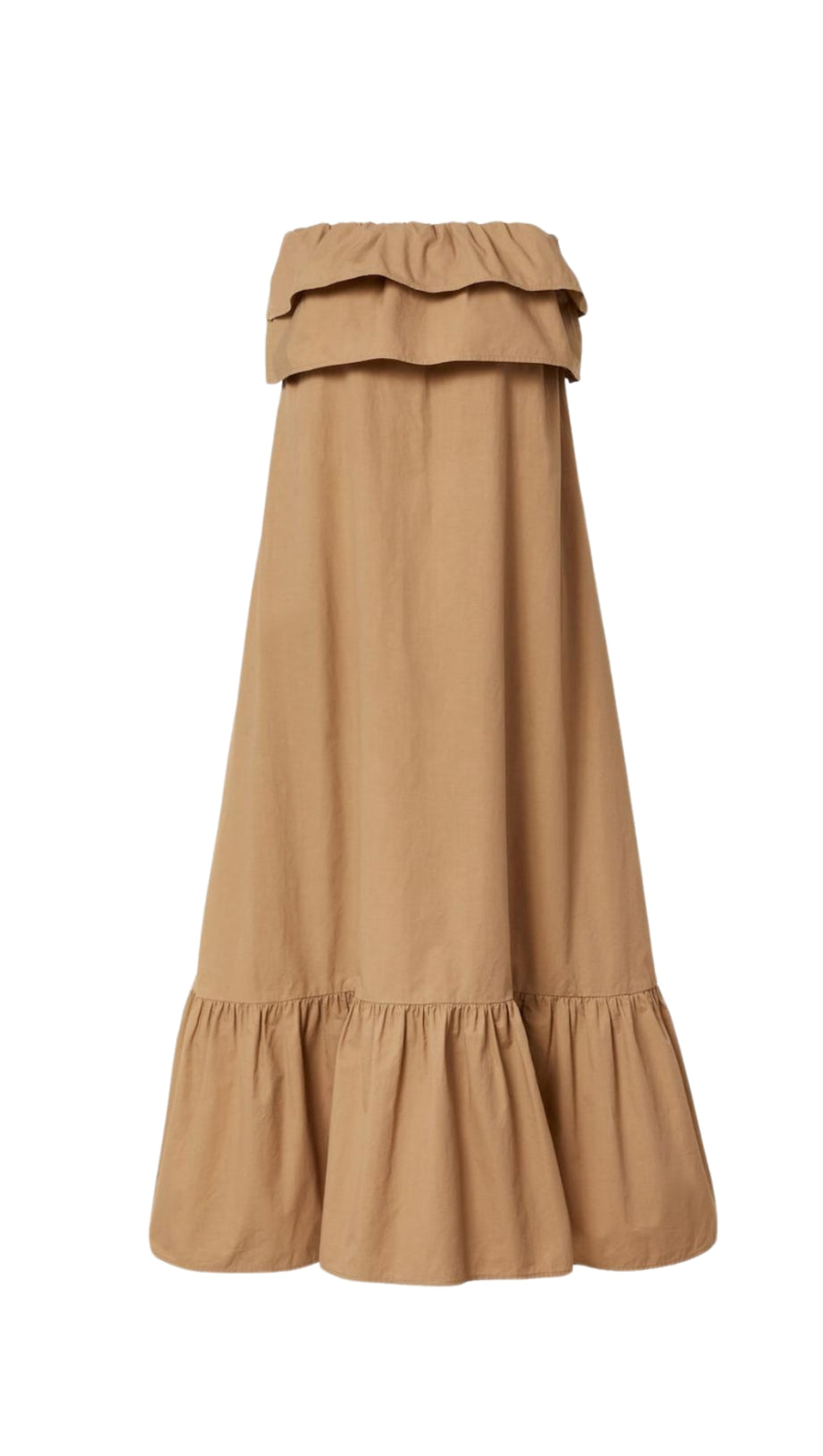 CLARRISA RUFFLED STRAPLESS MAXI DRESS