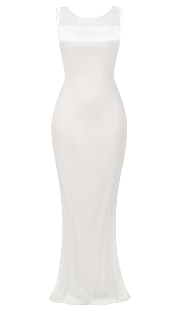 AIIZIE MESH INSERT MAXI DRESS WHITE - product image