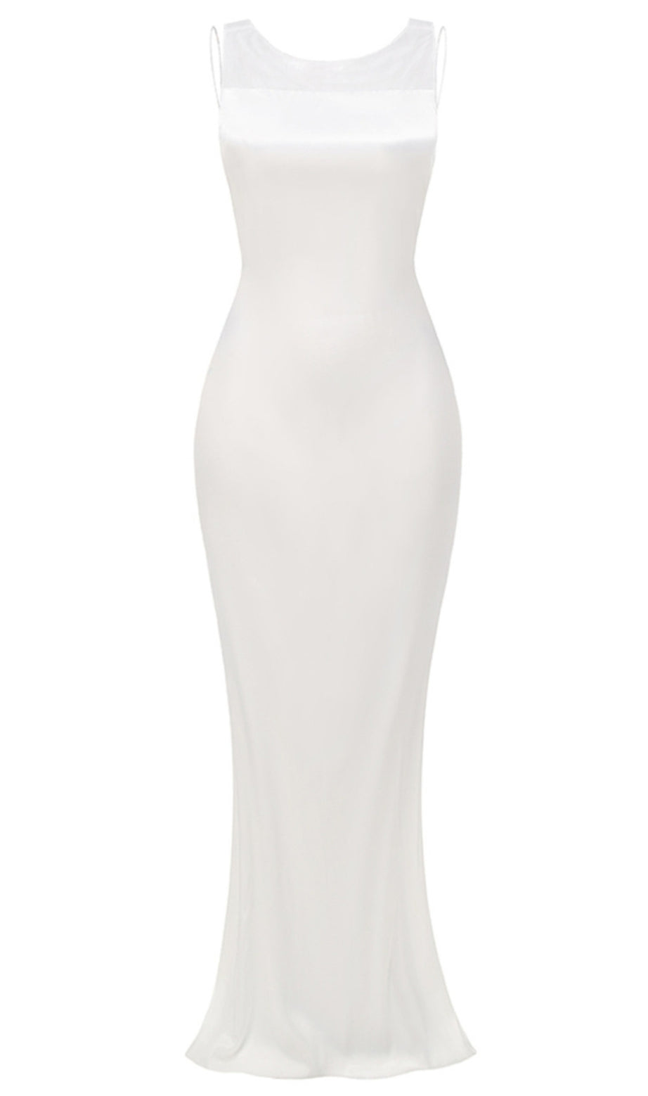 Mesh Insert Maxi Dress White