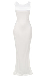 Mesh Insert Maxi Dress White