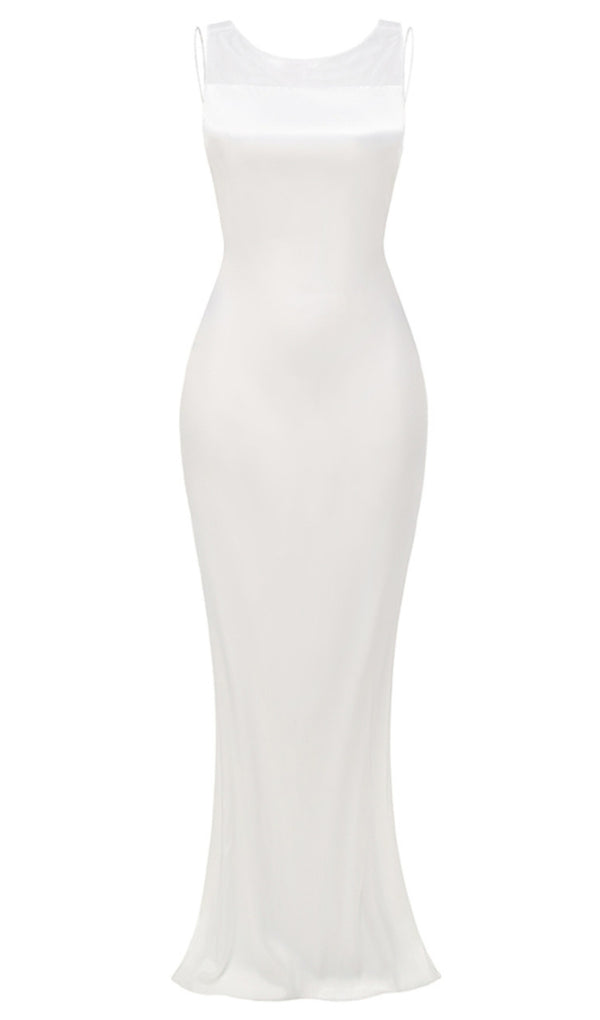 Mesh Insert Maxi Dress White