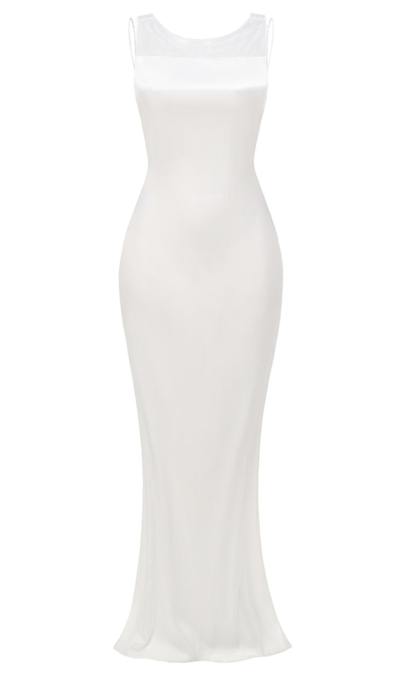 Mesh Insert Maxi Dress White