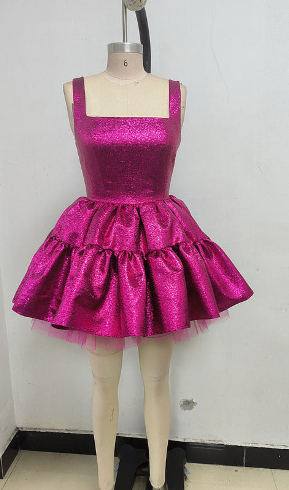 shirley ruffle mini dress in rose red