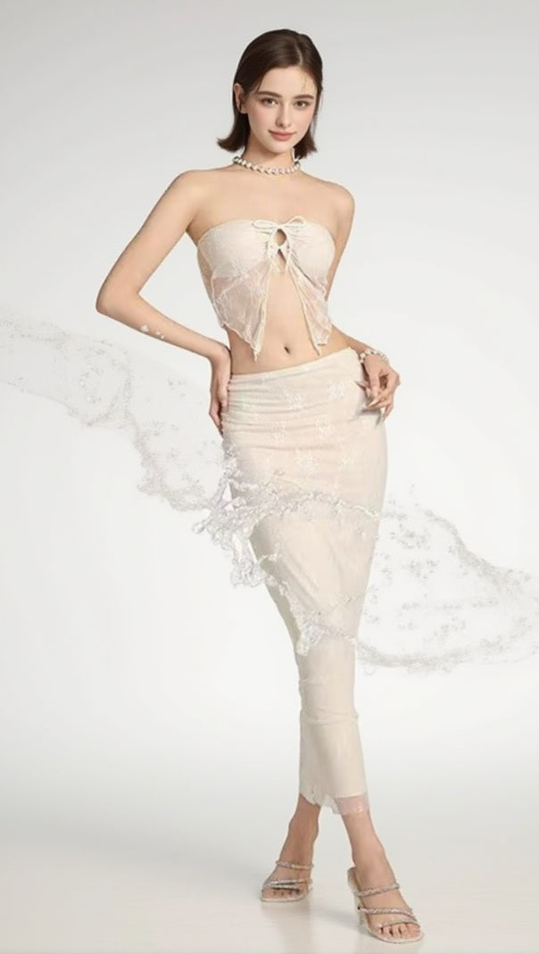 AIIZIE DONAT APRICOT LACE TWO-PIECE SWIMSUIT - product image