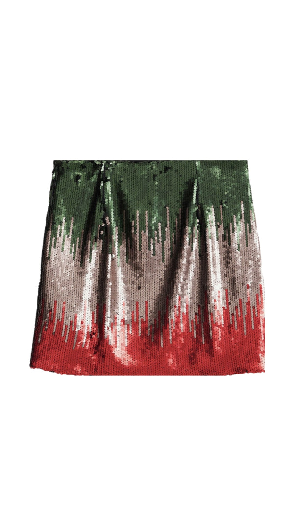 AIIZIE TRACY SEQUIN SKIRT IN SILVER - product image