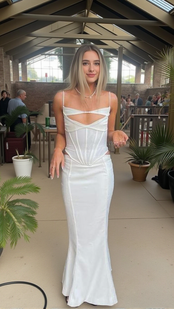 AIIZIE WHITE CORSET MAXI DRESS - product image