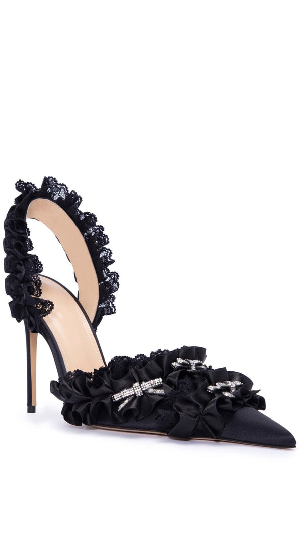 AIIZIE AVAH BOW-EMBELLISHED SLINGBACK PUMPS - BLACK - product image