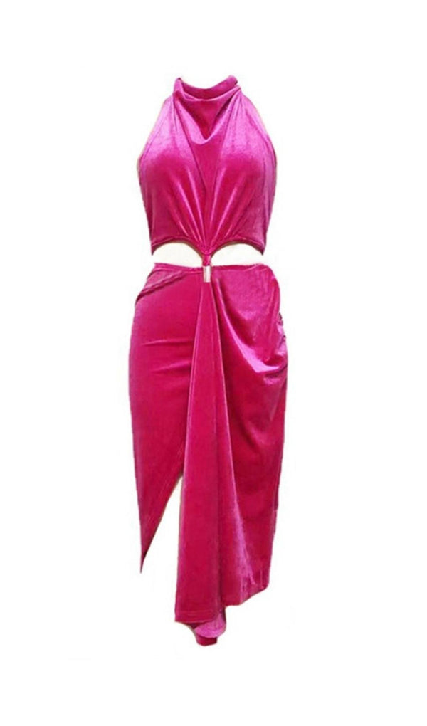 SPLIT MAXI DRESS IN HOT PINK