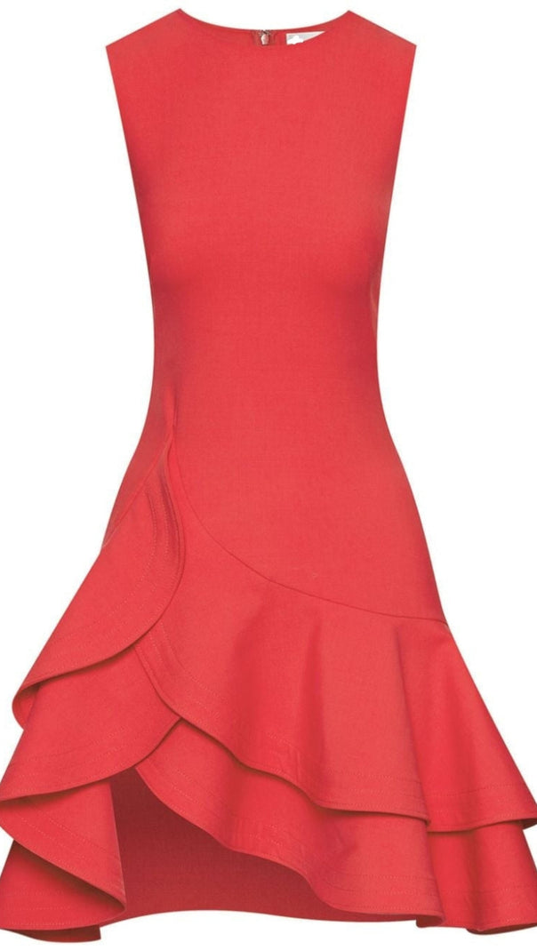 AIIZIE TIERED RUFFLE MINI DRESS IN RED - product image