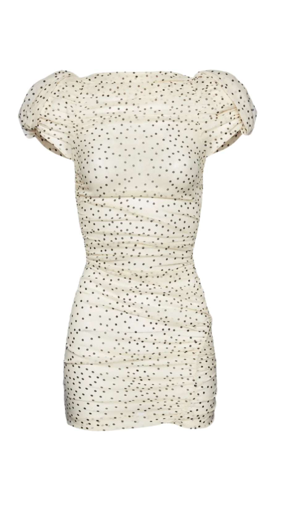 EADLLA RUCHED POLKA DOT MINI DRESS