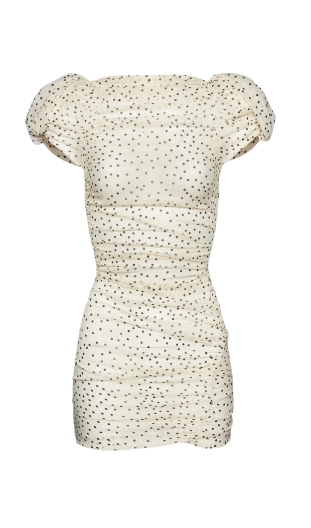 EADLLA RUCHED POLKA DOT MINI DRESS