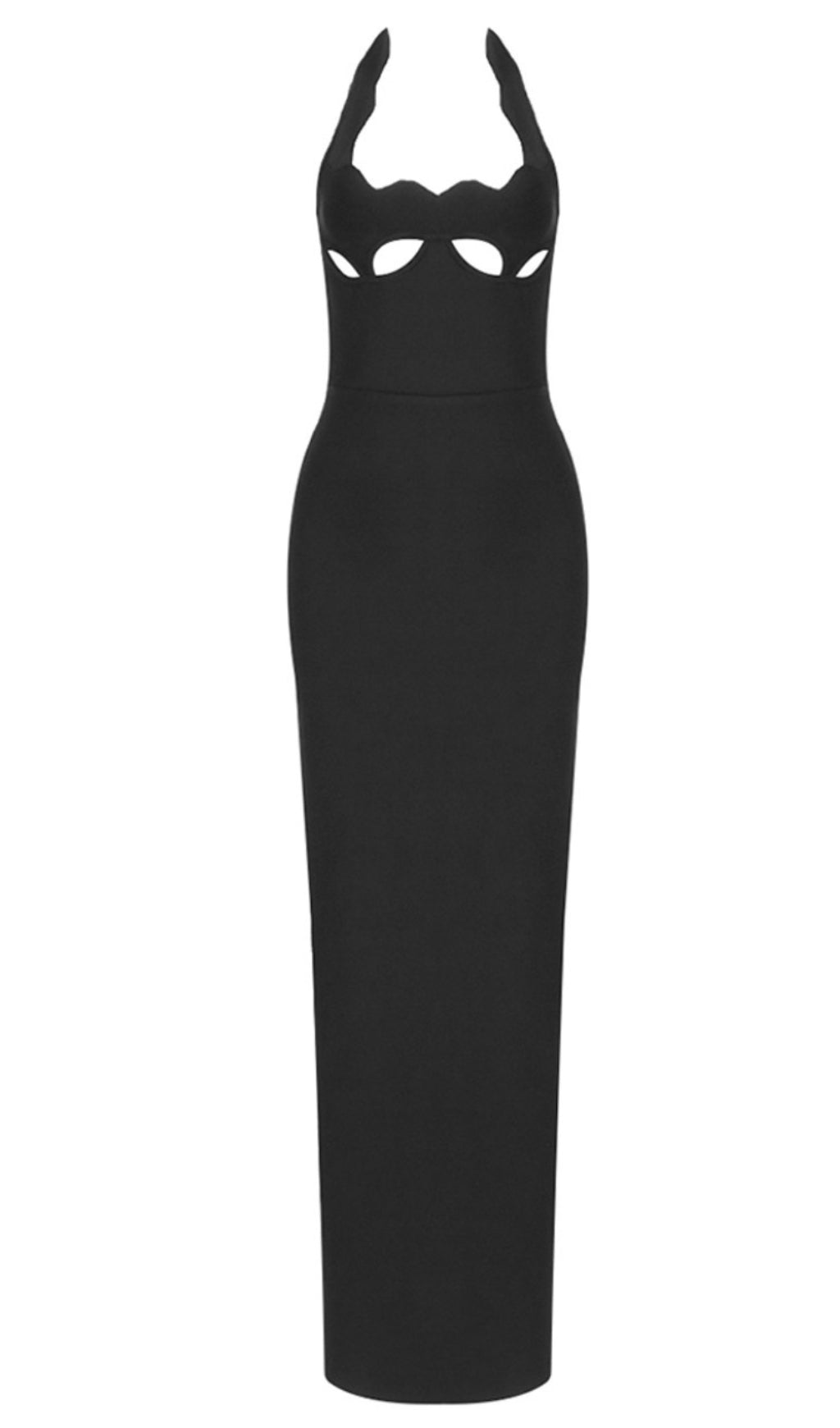 Neckholder-Bustier-Maxikleid mit Cut-Outs in Schwarz