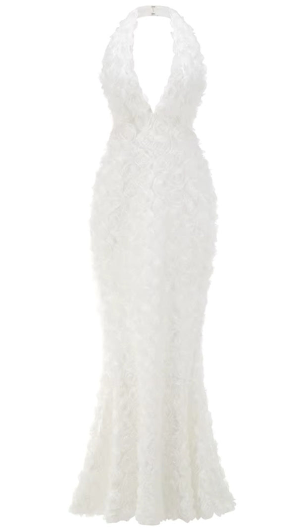AIIZIE HALTER FLORAL MAXI DRESS WHITE - product image