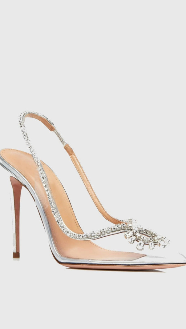 AIIZIE ARABELA RHINESTONE EMBELLISHED PUMPS - SILVER - product image