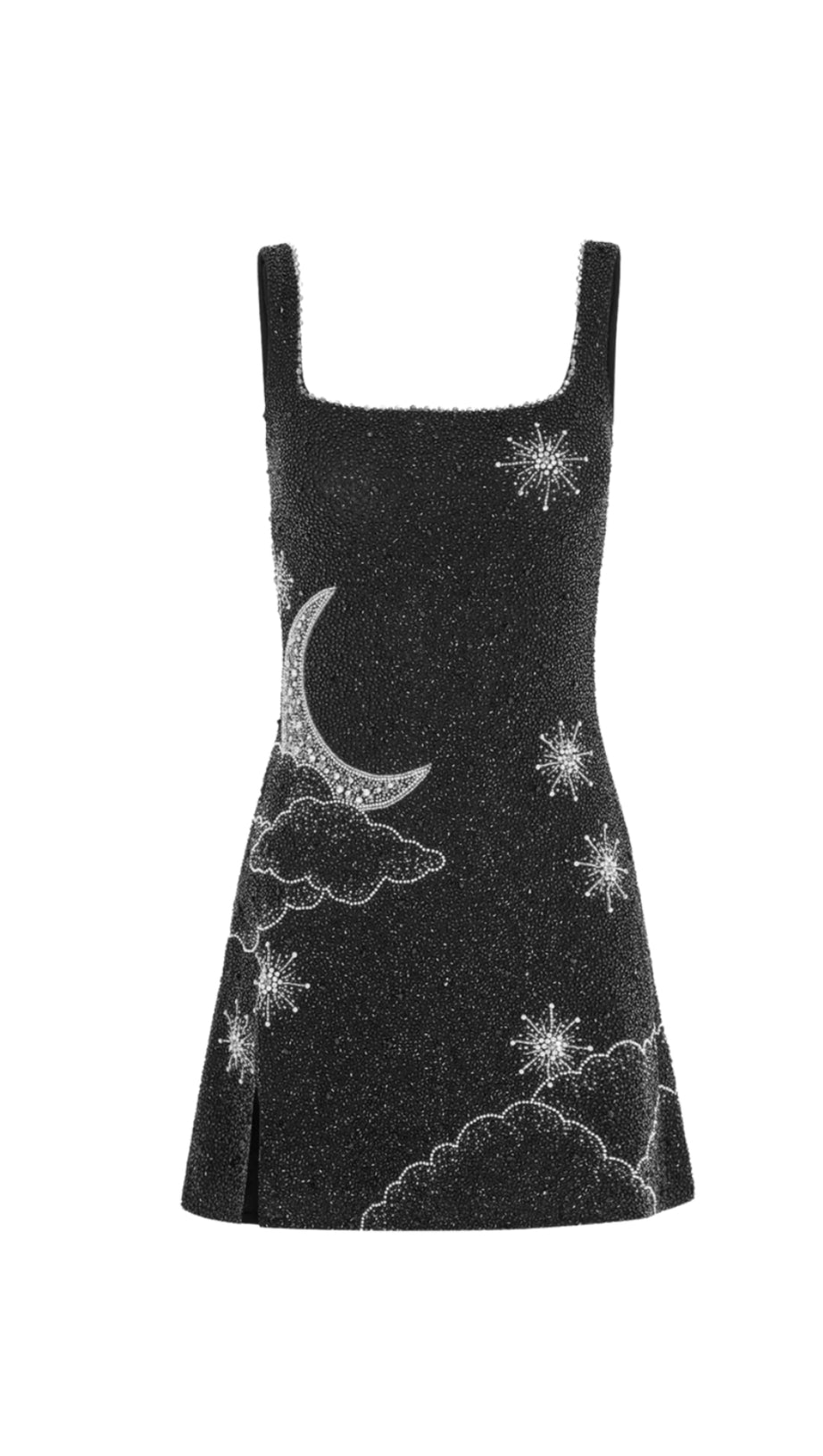 Sylvia – Mit Strasssteinen verziertes Sky-Minikleid in Schwarz