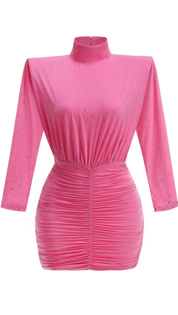 AIIZIE TURTLE CRYSTAL EMBELLISHED DRAPED MINI DRESS - product image