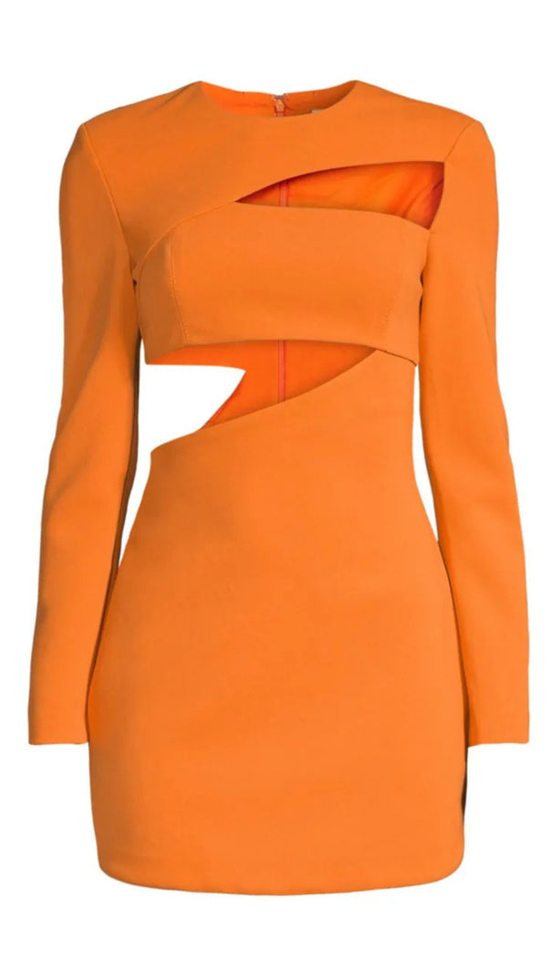 AIIZIE IVANNA BONDED CREPE MINI DRESS IN ORANGE - product image