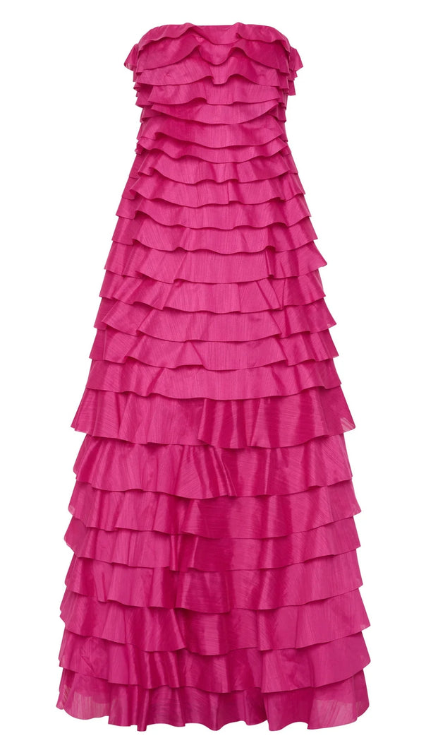 AIIZIE STACEY STRAPLESS LAYERED MAXI DRESS IN PINK - product image