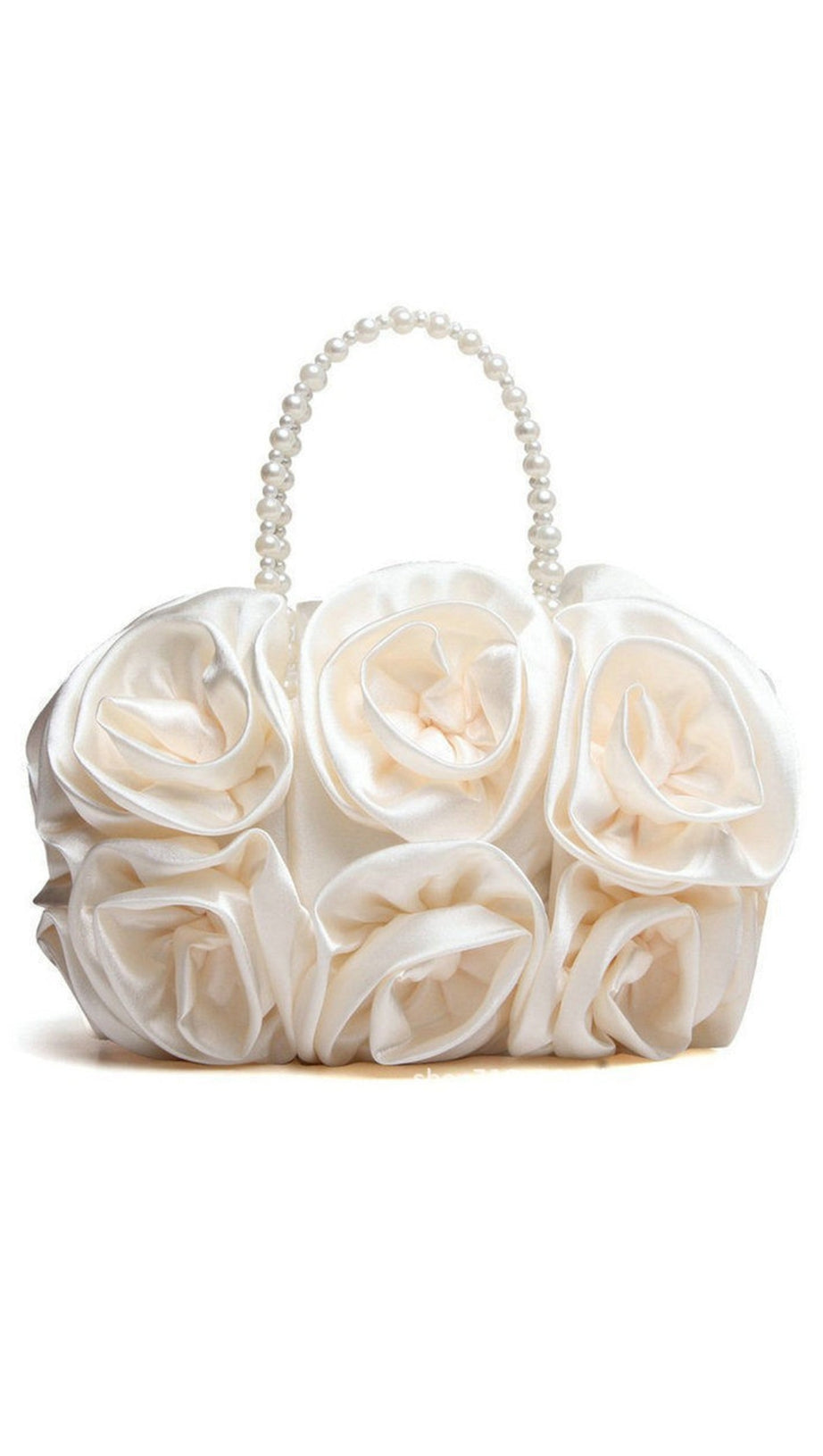 SATIN ROSETTES PEARL HANDBAG