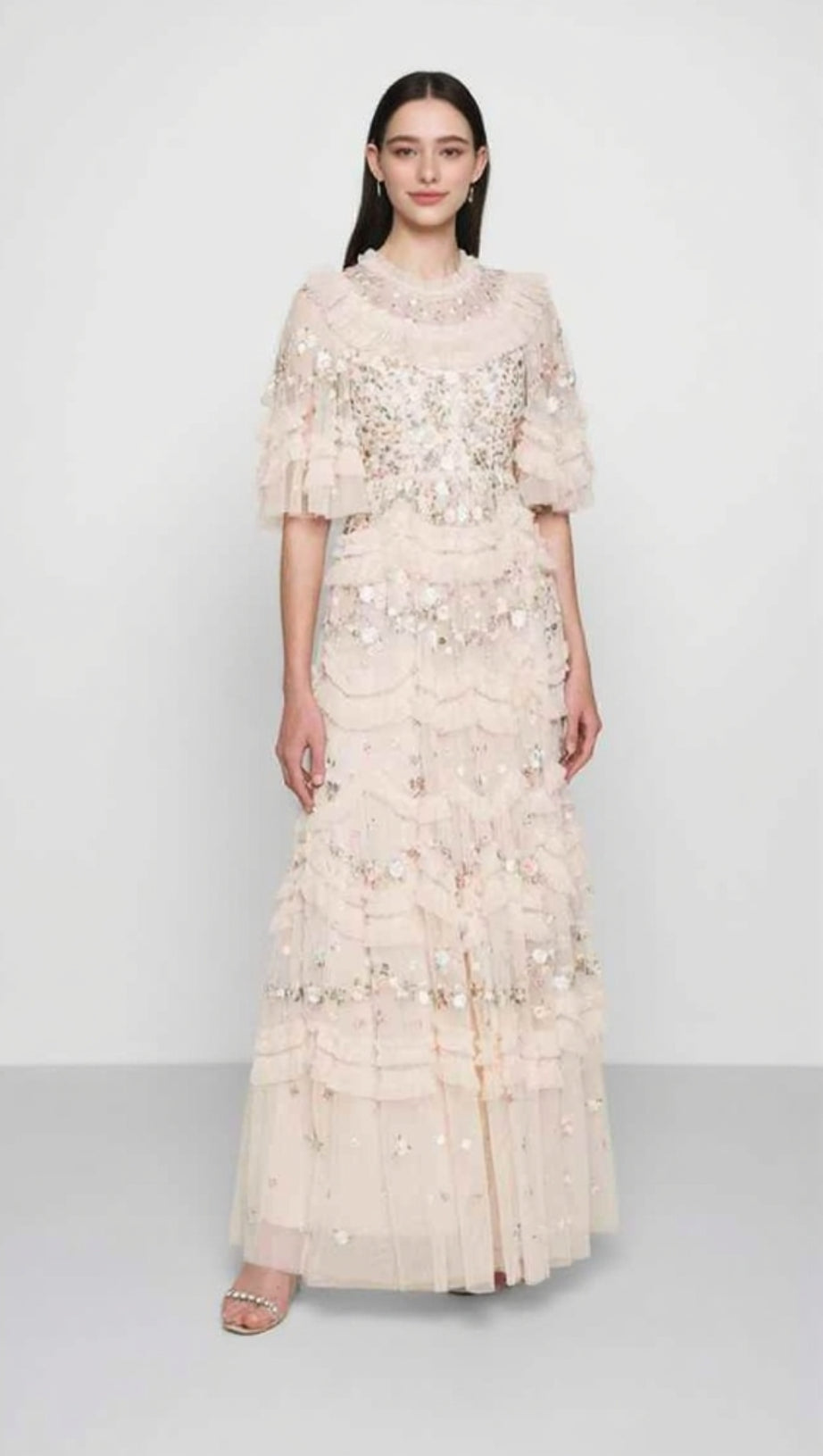 GONNA LUNGA IN RETE FLOREALE CON RICAMO FATA