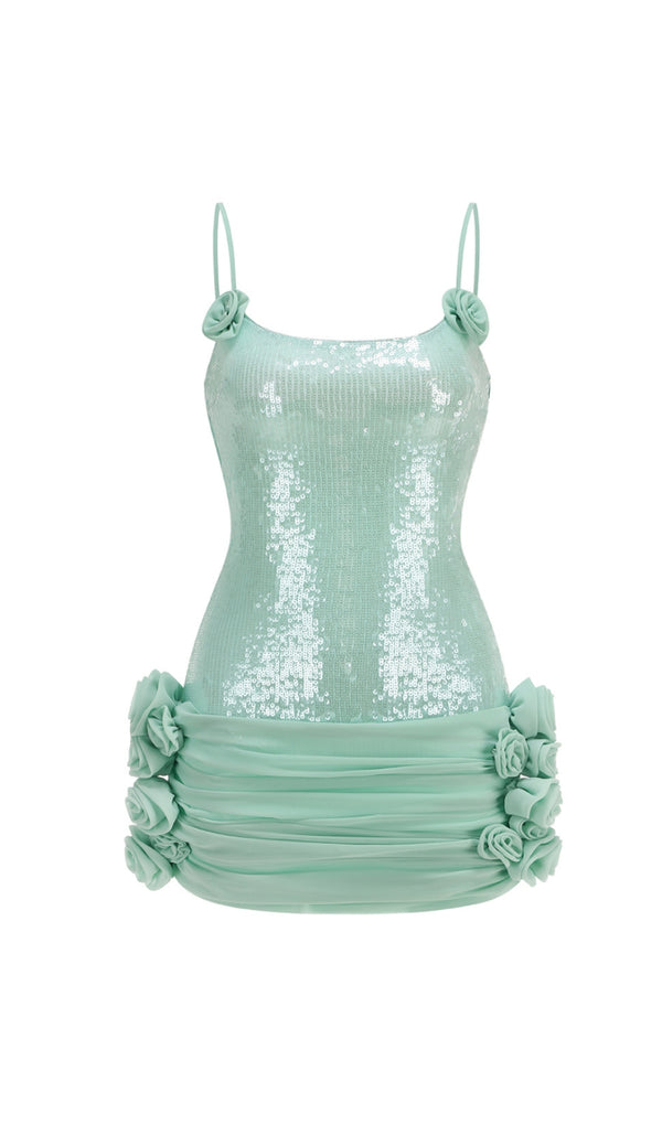 molly Sequin chiffon Mini Dress in mint