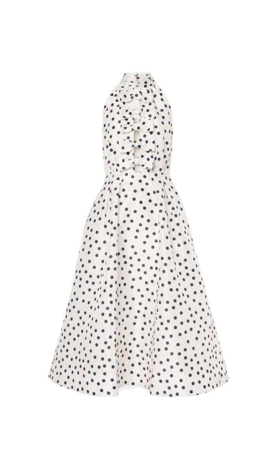 BOW POLKA DOT HALTER NECK MIDI DRESS IN WHITE