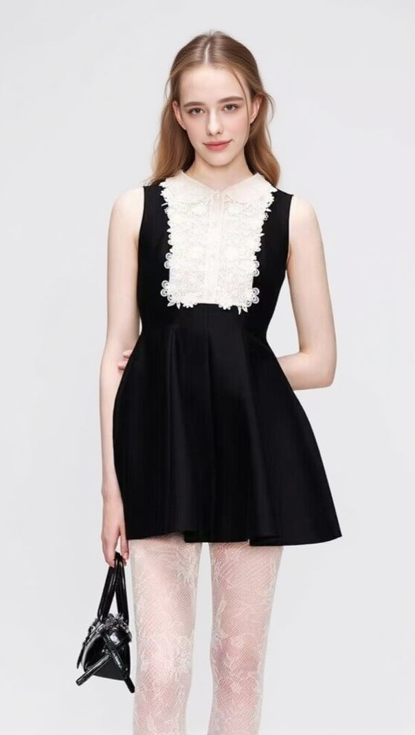 AIIZIE DARAY BLACK LACE SLEEVELESS MINI DRESS - product image
