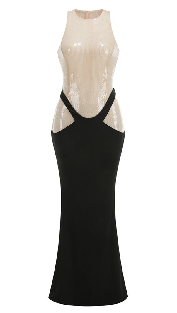 AIIZIE SEQUIN MAXI DRESS NUDE BLACK - product image