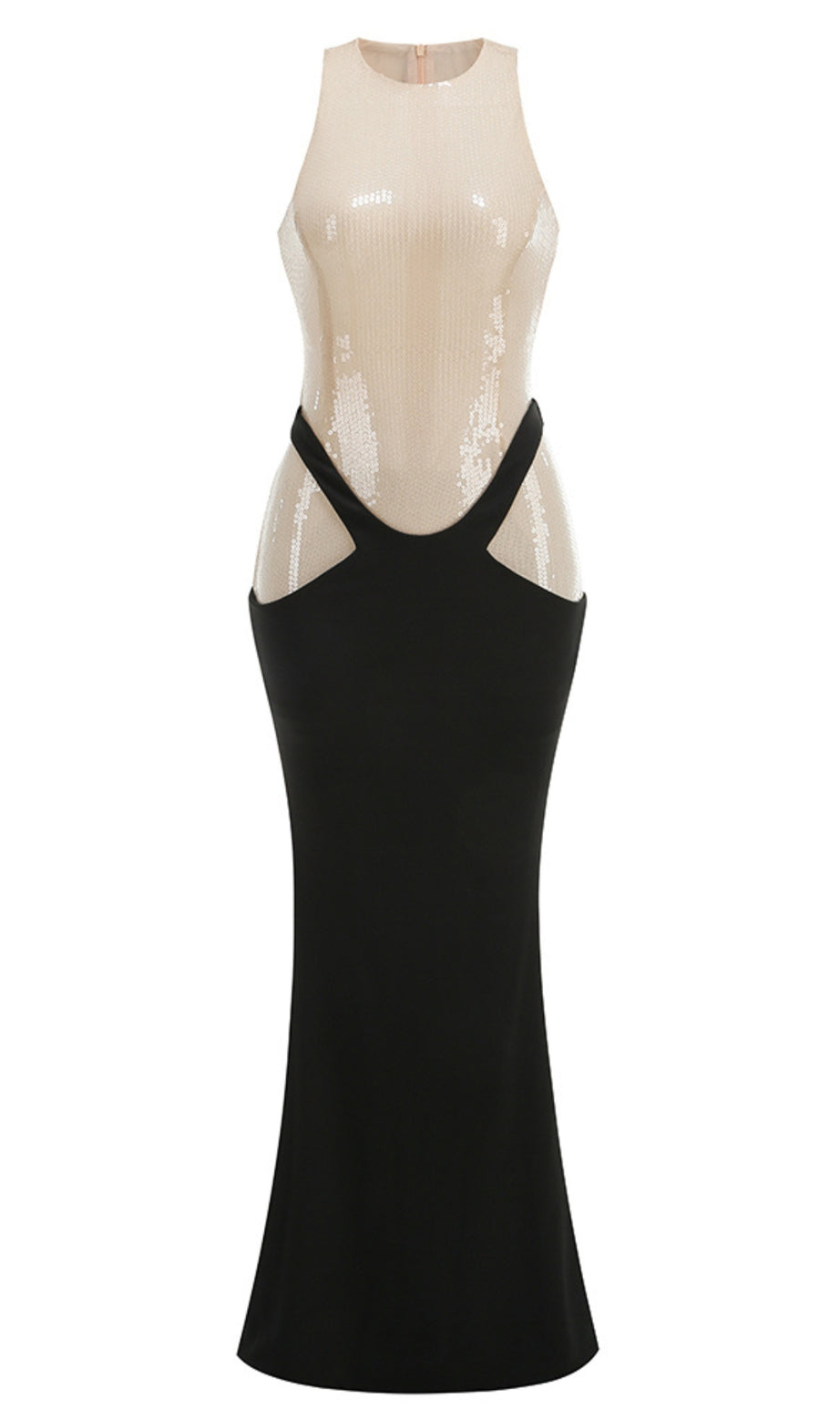 Sequin Maxi Dress Nude Black