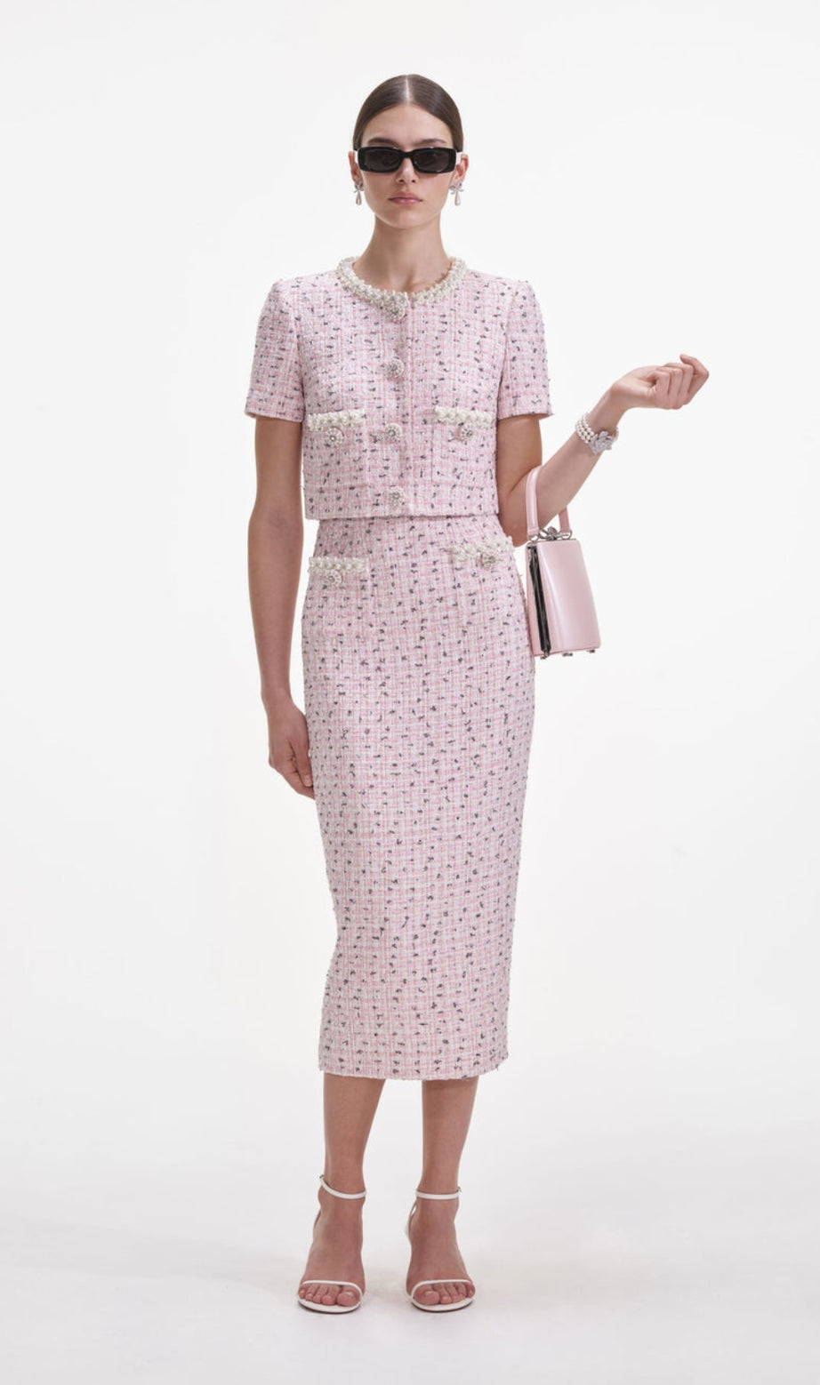 Top in perle bouclé rosa