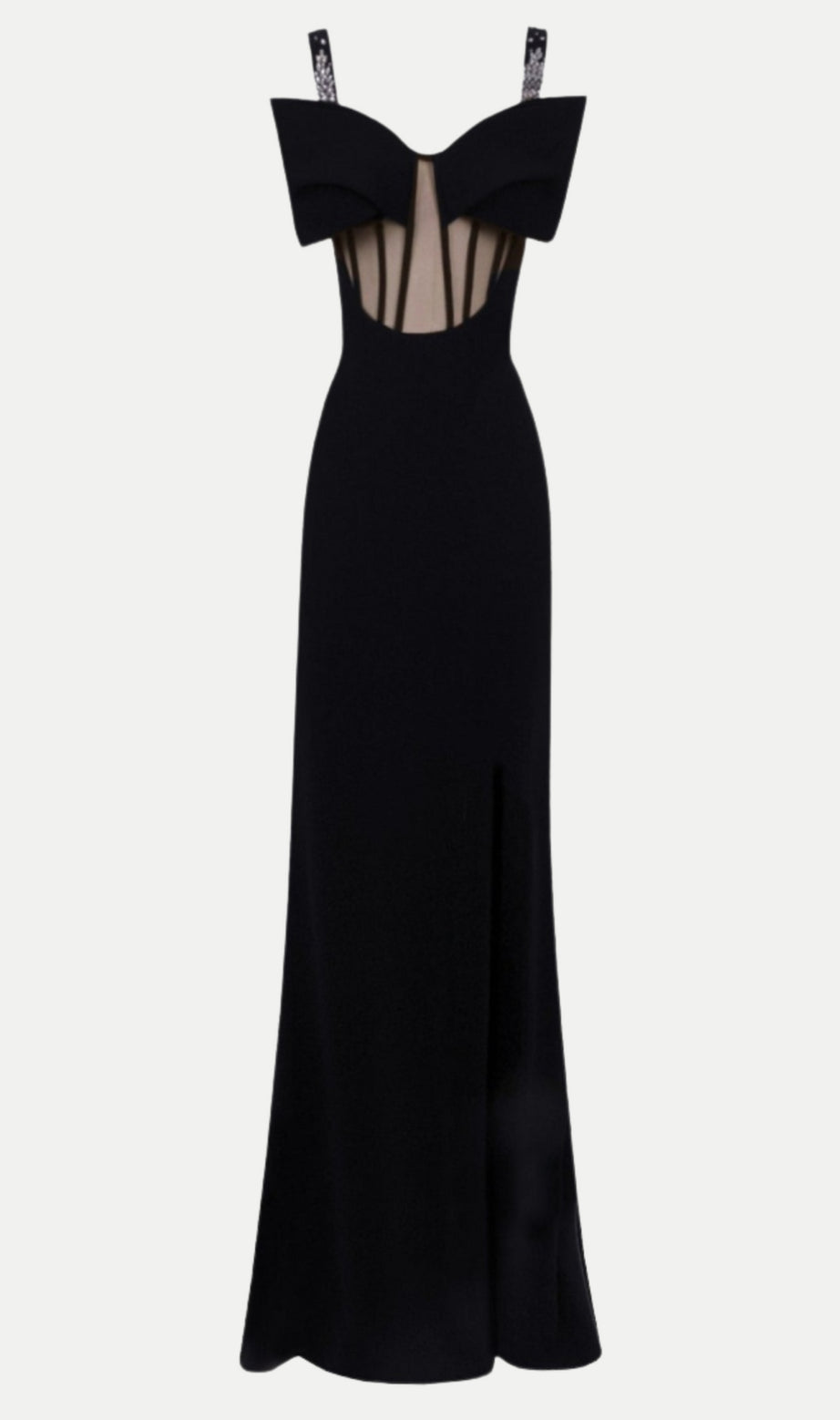 Dancis See-Through Corset Maxi Dress - Black
