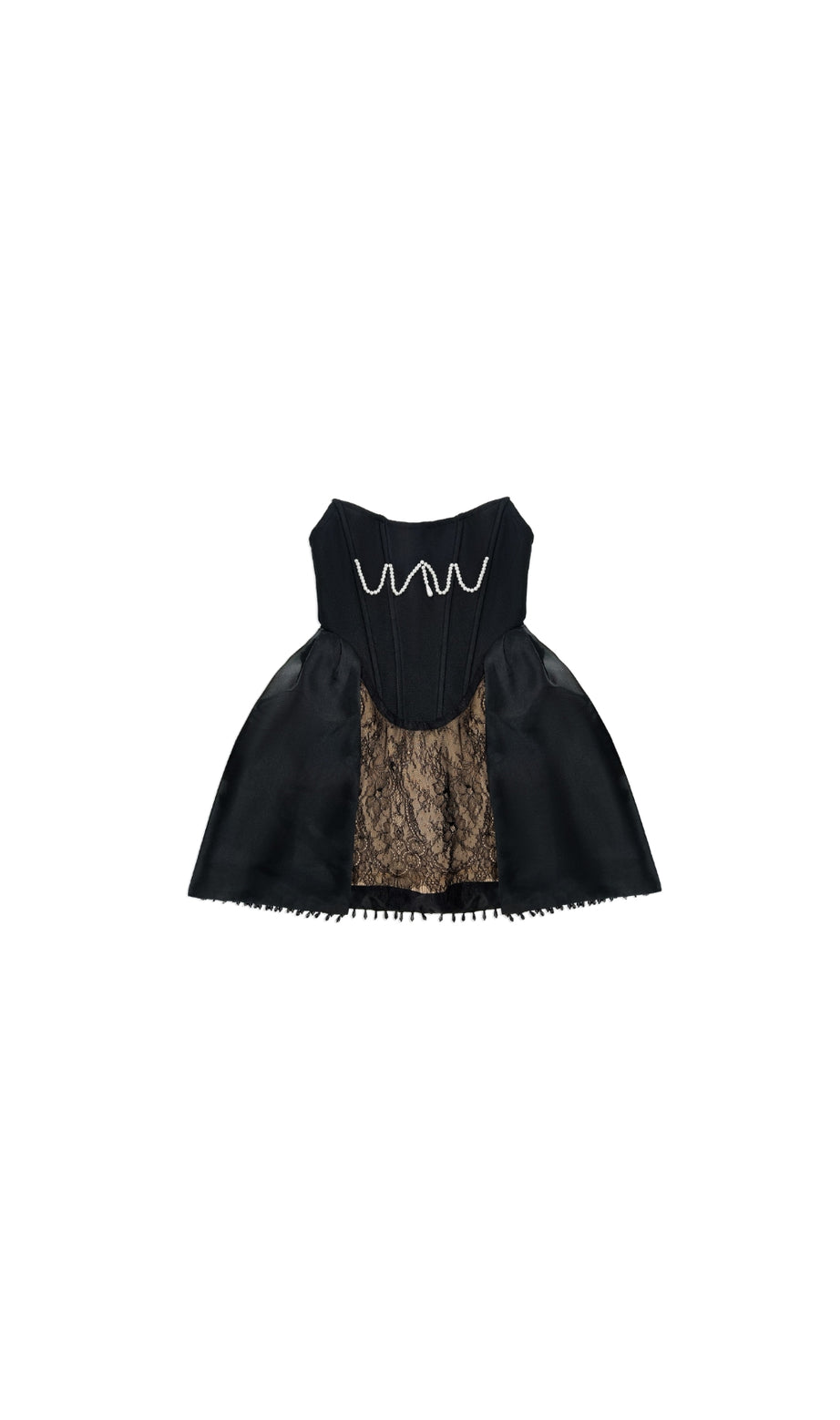 Abito corsetto in pizzo di perle Mini abito NERO