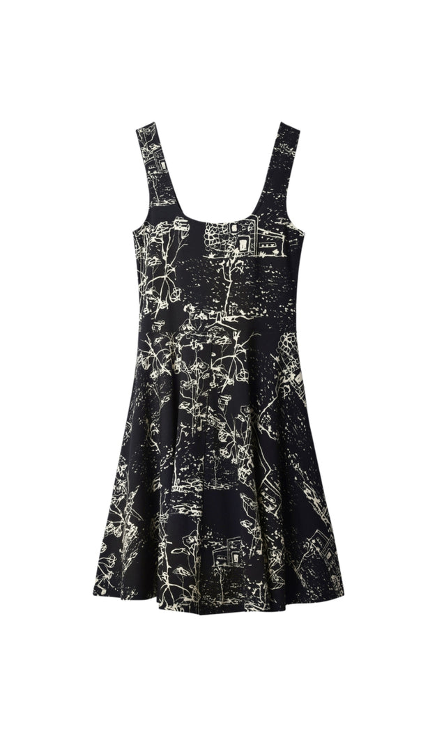 AIIZIE STRAPPY SKATER MINI DRESS IN BLACK - product image