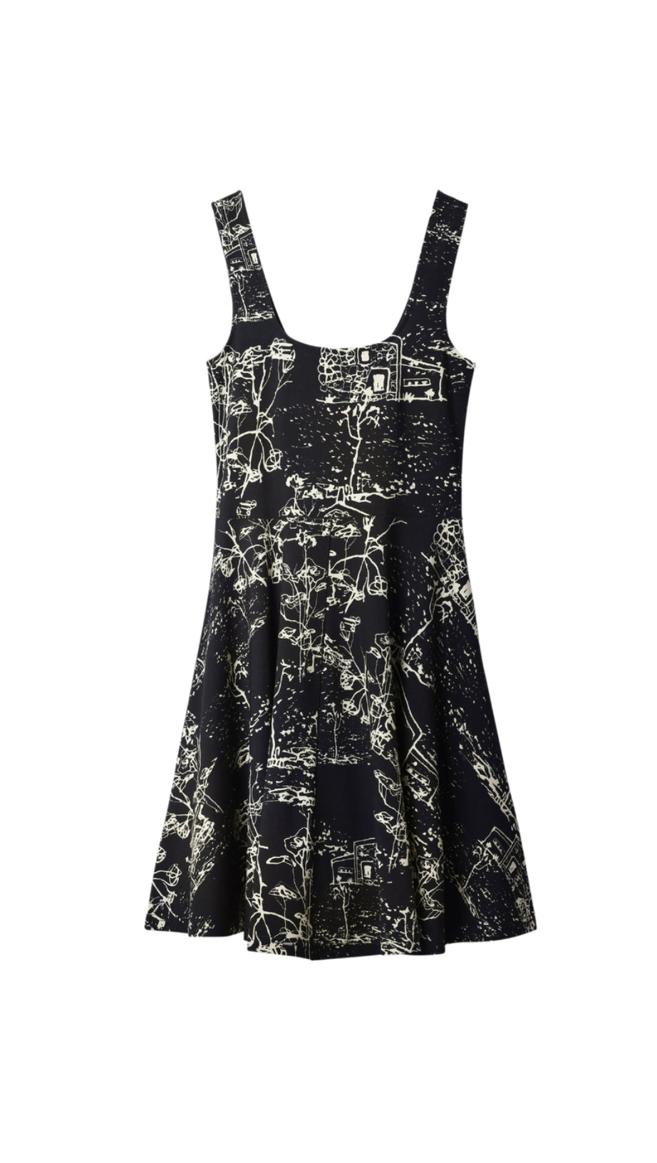 Skater-Minikleid mit Riemchenmuster in Schwarz