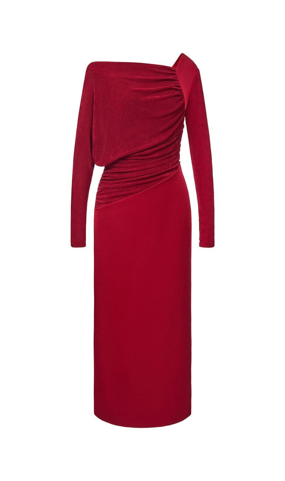 Mirabel – A-Linien-Midikleid aus Taft mit Schlitz hinten in Rot
