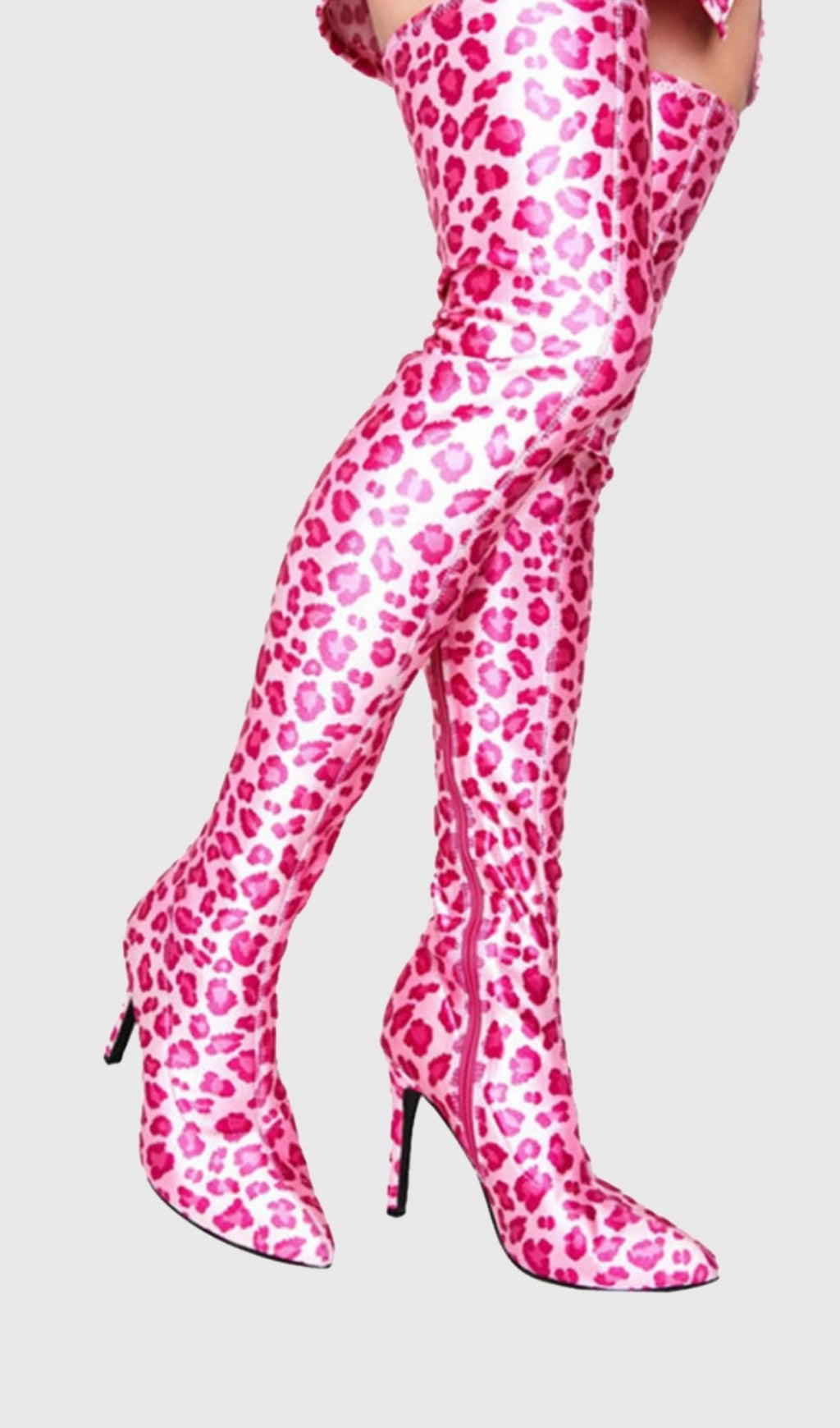 STIVALI ALTI ALLA COSCIA GISELLE CON STAMPA LEOPARDATA - ROSA