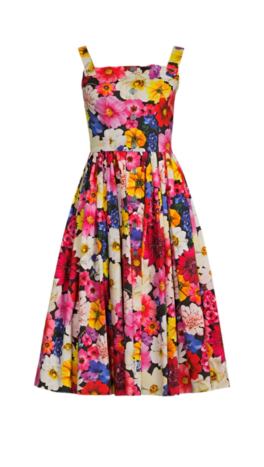 COTTON POPLIN MIDI DRESS IN GARDEN PRINT