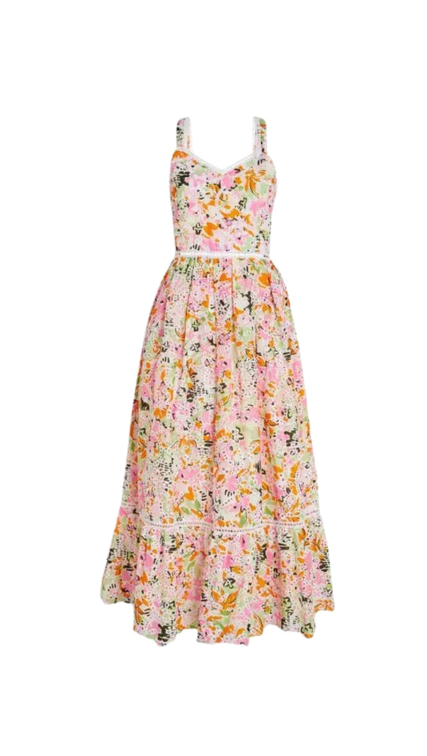 AIIZIE SAMANTHA MULTICOLOR COTTON FLORAL MIDI DRESS - product image