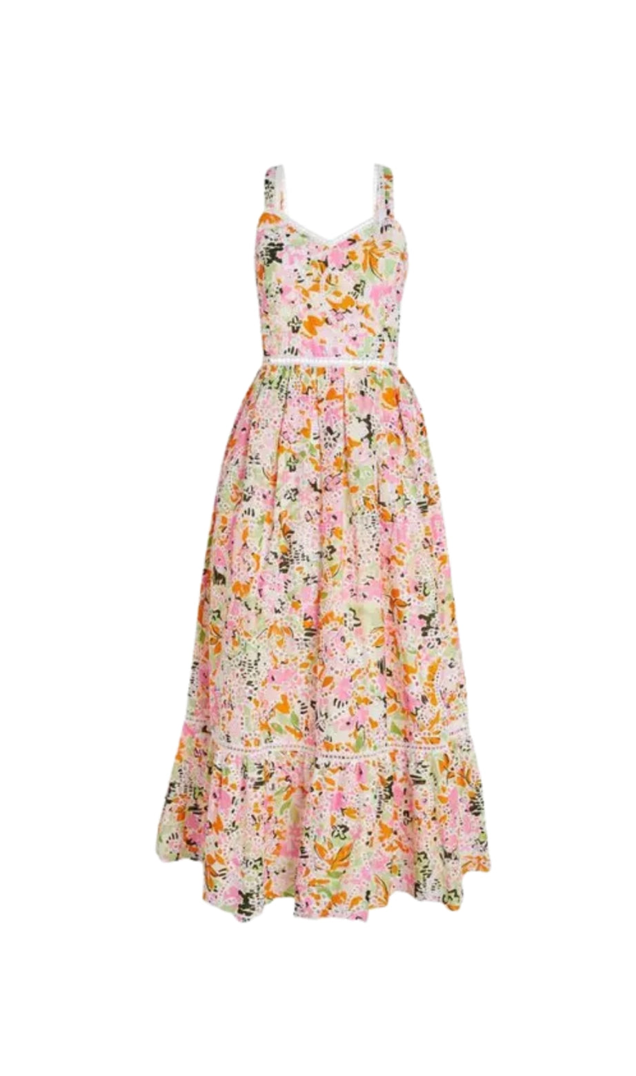 samantha Multicolor Cotton Floral Midi Dress