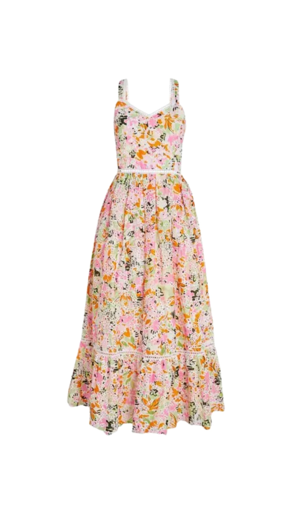 SAMANTHA MULTICOLOR COTTON FLORAL MIDI DRESS