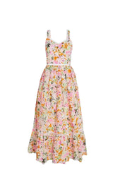 samantha Multicolor Cotton Floral Midi Dress