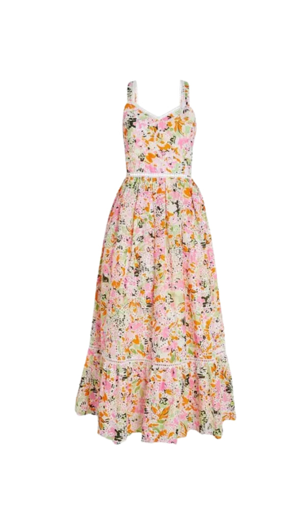 samantha Multicolor Cotton Floral Midi Dress