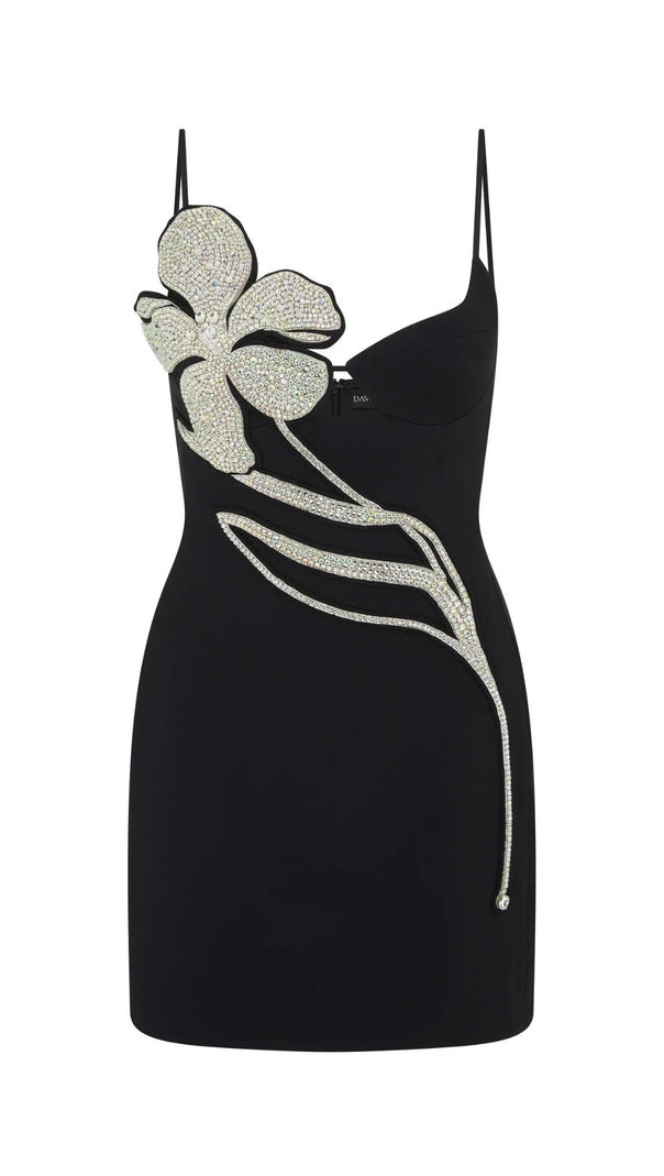 Crystal Flower Bandage Mini Dress